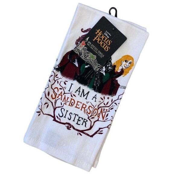 2 Pack Disney Hocus Pocus Kitchen Hand Towels “I Am A Sanderson Sister” Witches - Picture 2 of 2